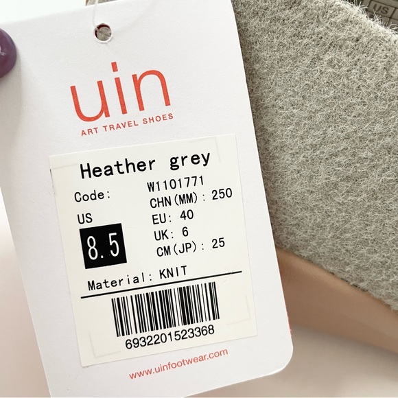 Womens Size 8.5 NWT UIN Slip On Shoes Heather Grey Knitted Wool Toledo II - Picture 5 of 9